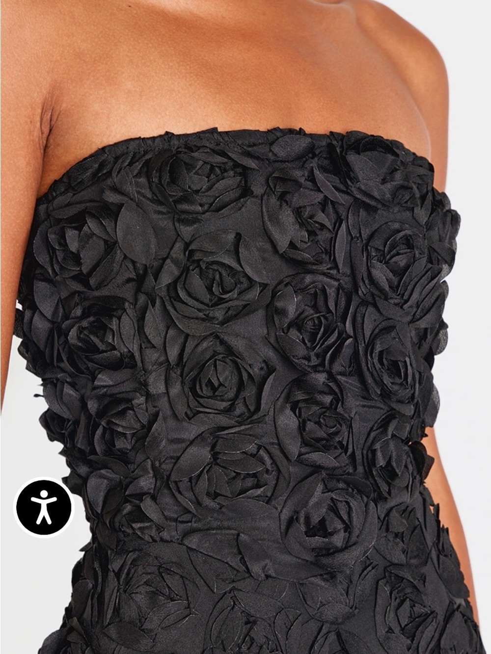 PrettyLittleThing BLACK FLORAL RUFFLE A-LINE DRESS - Picture 3 of 5